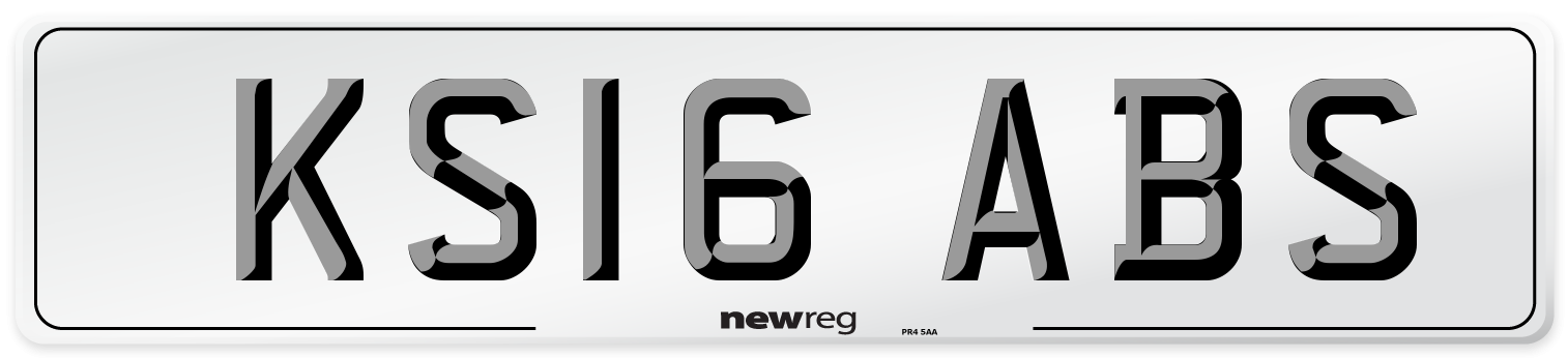 KS16 ABS Number Plate from New Reg